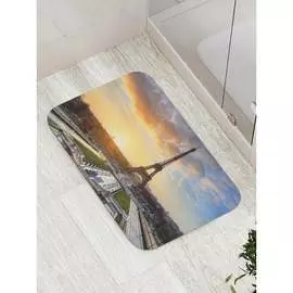 Противоскользящий коврик для ванной, сауны, бассейна JOYARTY Встреча заката в париже bath_11329