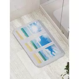 Противоскользящий коврик для ванной, сауны, бассейна JOYARTY Волны за окном bath_11841