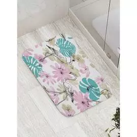 Противоскользящий коврик для ванной, сауны, бассейна JOYARTY Фламинго в цветах bath_10500