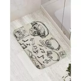 Противоскользящий коврик для ванной, сауны, бассейна JOYARTY Череп-меломан bath_16471