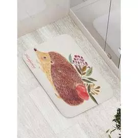 Противоскользящий коврик для ванной, сауны, бассейна JOYARTY Ежик с яблоком bath_31293