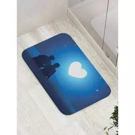 Противоскользящий коврик для ванной, сауны, бассейна JOYARTY Луна в форме сердца bath_53938