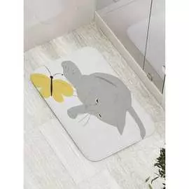 Противоскользящий коврик для ванной, сауны, бассейна JOYARTY Хвостатый ловец бабочек bath_34717