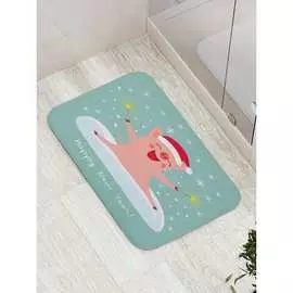 Противоскользящий коврик для ванной, сауны, бассейна JOYARTY Счастливая свинка bath_78057