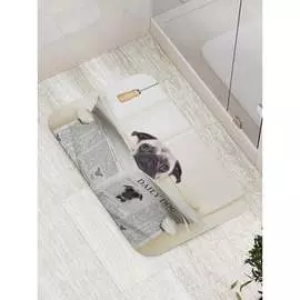 Противоскользящий коврик для ванной, сауны, бассейна JOYARTY Собака с газетой bath_41936