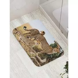 Противоскользящий коврик для ванной, сауны, бассейна JOYARTY Агрессия леопардов bath_21745