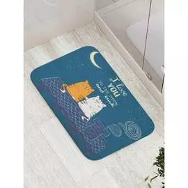 Противоскользящий коврик для ванной, сауны, бассейна JOYARTY Влюбленные коты на крыше bath_46218