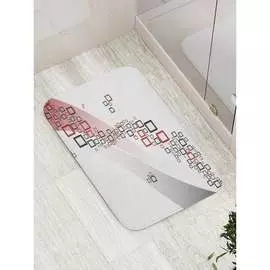 Противоскользящий коврик для ванной, сауны, бассейна JOYARTY Вихрь с квадратами bath_21913