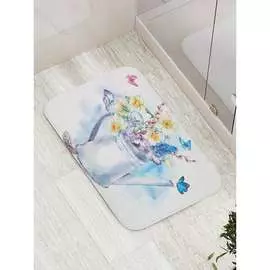Противоскользящий коврик для ванной, сауны, бассейна JOYARTY Поливалка расцвела bath_16658
