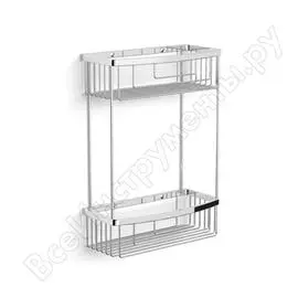 Хромированная двухэтажная прямая полка к стене LANGBERGER