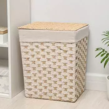 Прямоугольная плетеная корзина для белья Доляна Уют 5469842