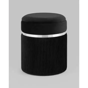 Пуф Стул Груп Миранда с ящиком, серебро, велюр черный 19B352VA-8167-70