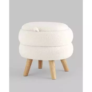 Пуф Стул Груп Винни M с ящиком, тедди, белый 22A1327 HY-3