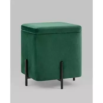 Пуф Стул Груп Грейс с ящиком для хранения, велюр, квадрат, зеленый vd-grays-kv-b19