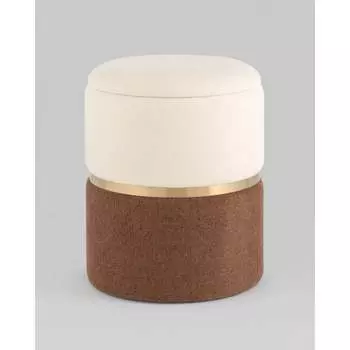 Пуф Стул Груп Кэрри с ящиком, шенилл коричневый, золото 19A060CHHG HT2303-02-06