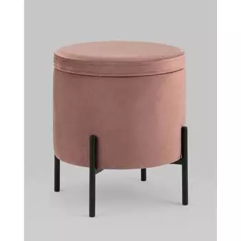 Пуф Стул Груп Грейс с ящиком для хранения, велюр, круглый, пыльно-розовый vd-grays-b15