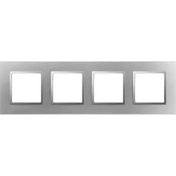 Рамка для розеток и выключателей ЭРА Elegance 14501403 Classic, на 4 поста, алюминий Б0060588