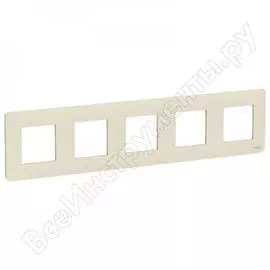 Рамка schneider electric 5-м unica studio бежевый nu201044 1239756