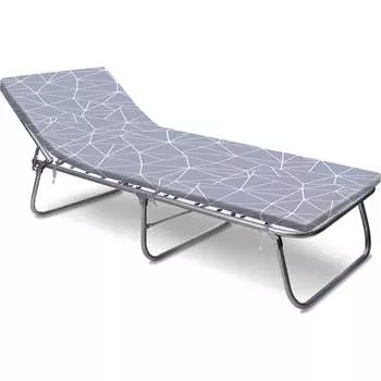 Раскладная кровать Nika НИКА с мягким матрасом РК4-М РК4-М/4 с линиями на сером