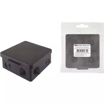 Распаечная коробка TDM ELECTRIC ОП 100х100х55мм, крышка, IP54, 8вх., черная, инд. штрихкод SQ1401-0913