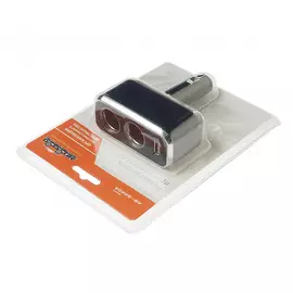 Разветвитель прикуривателя автостоп black на 2 гнезда +usb, с подсветкой 12-24v ab-54404
