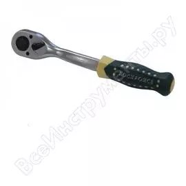 Реверсивная усиленная изогнутая трещотка с резиновой ручкой 3/8 rockforce rf-802322
