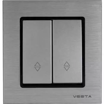 Реверсивный двухклавишный выключатель Vesta Electric Exclusive Silver Metallic FVK050307SER