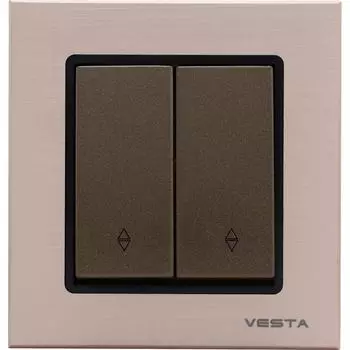 Реверсивный двухклавишный выключатель Vesta Electric Exclusive Champagne Metallic FVK050205BSH