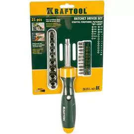Реверсная рычажная отвертка KRAFTOOL BIT-LOCK 26151-H21