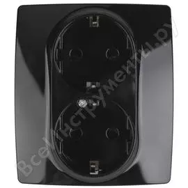 Розетка эра 12-2104-06 2x2p e schuko со шторками, 16a-250в, ip20, 12, чёрный б0014704