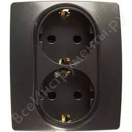 Розетка эра 12-2104-12 2x2p e schuko со шторками, 16a-250в, ip20, 12, графит б0019331