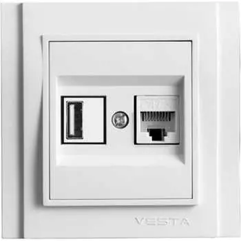 Розетка для USB + сетевого кабеля LAN Vesta Electric Verona FRZ00050302BEL