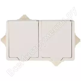 Брызгозащищенная двухместная розетка Кунцево-Электро РА16-759 5907