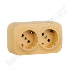 Розетка legrand 2x2к+з шторки, дерево 782283