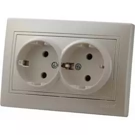 Розетка Lezard х2 с заземлением керамика жемчужно-белый перламутр со вст. 701-3030-127