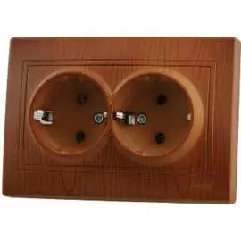 Розетка Lezard х2 с заземлением, сосна 701-0801-127