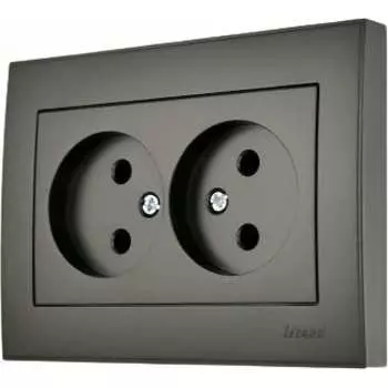 Розетка Lezard 2-я б/з керам. цв. черный графит матовый 703-4141-128