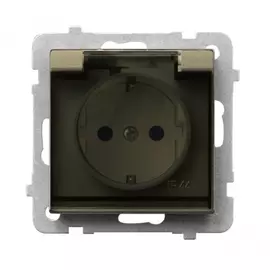 Розетка ospel sonata 1-ая с/з ip44, с крышкой, schuko, без рамки, шампанский золотой gph-1rs/m/39/d