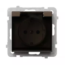 Розетка ospel sonata 1-ая с/з ip44, с крышкой, schuko, без рамки, шоколадный металлик gph-1rs/m/40/d