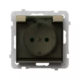 Розетка ospel sonata 1-ая с/з, ip44, schuko, без рамки, шампанский золотой gph-1rsp/m/39/d