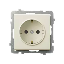Розетка ospel sonata 1-я с/з schuko, без рамки, бежевый gp-1rs/m/27