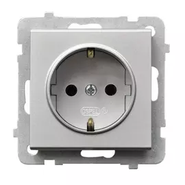 Розетка ospel sonata 1-я с/з schuko, без рамки, матовое серебро gp-1rs/m/38