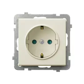 Розетка ospel sonata 1-я с/з schuko, со шторками, без рамки, бежевый gp-1rsp/m/27