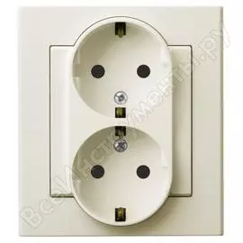 Розетка ospel sonata 2-я с/з, schuko, с рамкой, бежевый gp-2rs/27