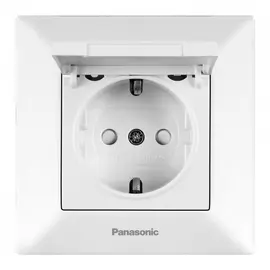 Розетка panasonic с/з с крышкой белая arkedia 54772 wmtc0210-2wh-res