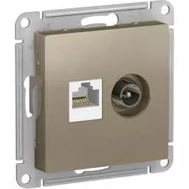 Розетка Systeme Electric ТВ + компьютерная RJ45 2-ая Шампань категории 5Е ATN000589