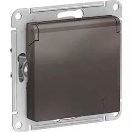 Розетка Systeme Electric Мокко с заземлением, со шторками, с крышкой, 16А ATN000646