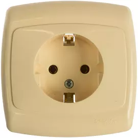 Розетка schneider electric,1-м, сп рондо, с заземлением, евро, слоновая кость, sche, рс16-264-си, rs16-264-si