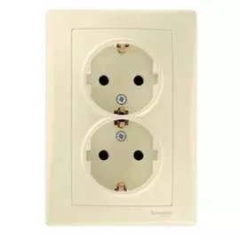 Розетка schneider electric 2-м сп sedna с заземлением, без защитных шторок, бежевый sche sdn3000647