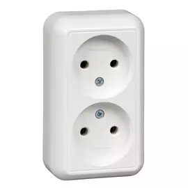 Розетка schneider electric прима, о/у, 2-я, без заземления, без шторок, 16а, 250в, белый ra16-213-b